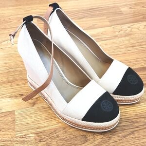 Tory Burch Espadrilles Wedges Beige Linen